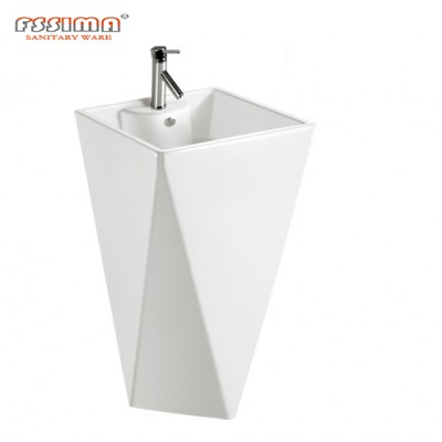 Modern square pedestal washing hand basin/ sink for bathroom