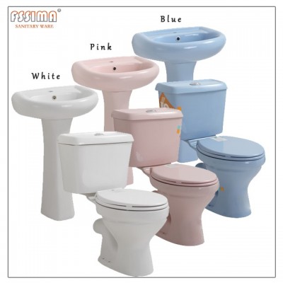 Ceramic sanitary ware white blue pink colored porcelain toilets for sale